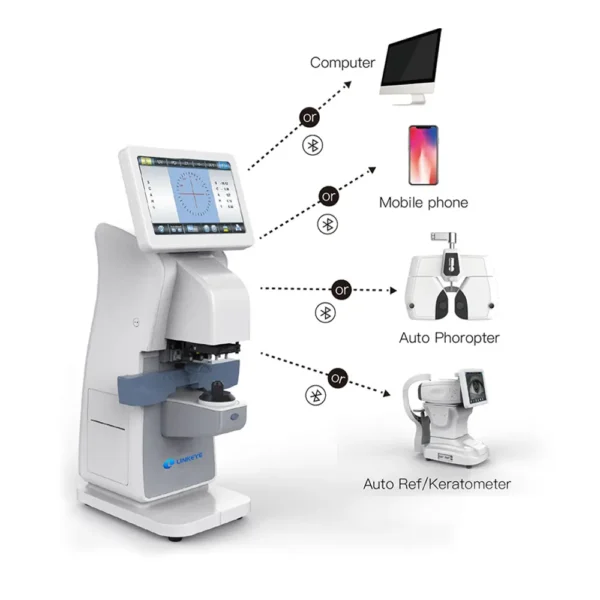 AL-800 Auto Lensmeter measuring progressive and blue light lenses