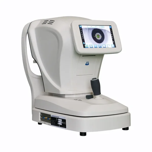 The ARK-4500 features Hartmann wavefront optics, a 10.4” adjustable LCD touchscreen, auto focus, electric chinrest, and fast thermal printing—perfect for clinical diagnostics.