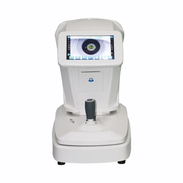 The ARK-4500 features Hartmann wavefront optics, a 10.4” adjustable LCD touchscreen, auto focus, electric chinrest, and fast thermal printing—perfect for clinical diagnostics.