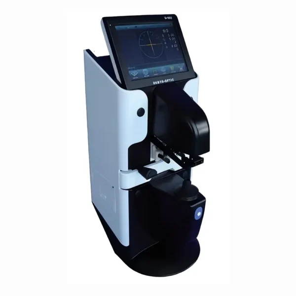 The AL-360 by LINK Instruments is a compact auto lensmeter with a 5.6-inch tilting LCD touchscreen, supporting progressive, bifocal, single vision, and contact lenses. Includes built-in printer, UV transmission test, PD measurement, and memory functions. Ideal for optical shops, hospitals, and mobile clinics.