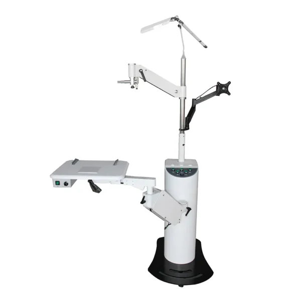 CT-600 optometry chair and stand unit with electric lift table and swing arm