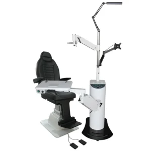 CT-600 optometry chair and stand unit with electric lift table and swing arm