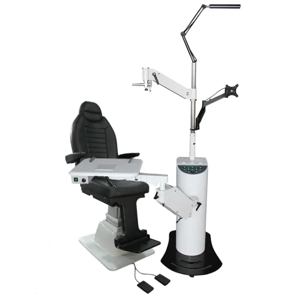 CT-600 optometry chair and stand unit with electric lift table and swing arm