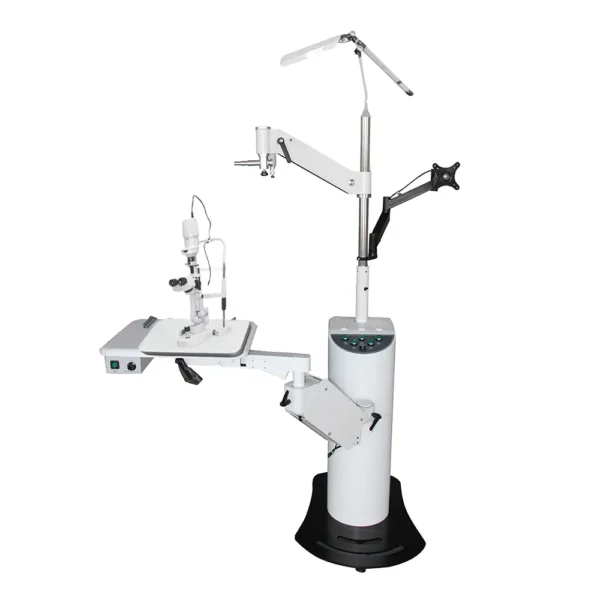 CT-600 optometry chair and stand unit with electric lift table and swing arm